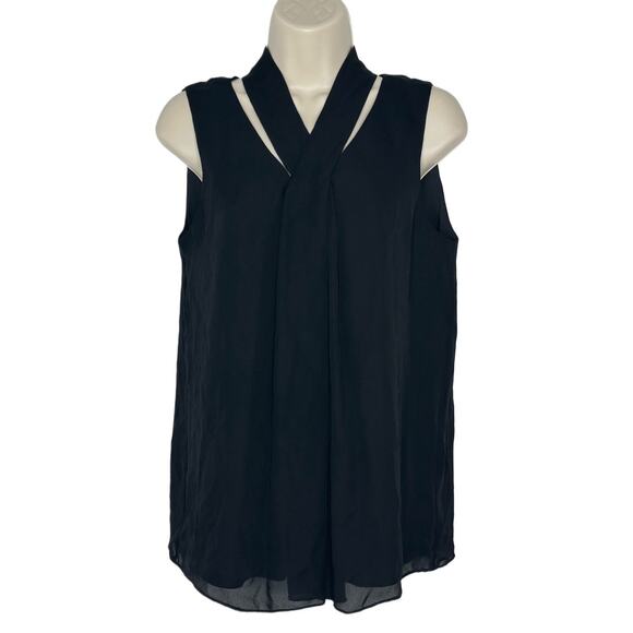 ANTONIO MELANI Women's Black 100% Silk Cut Out Relaxed Fit Tank Top Blouse Sz S - Picture 1 of 5